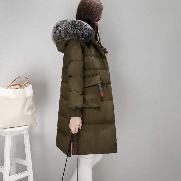 

2021 new parka new style female winter white duck down women's jacket with hoodie artificial fur coat wxf197 lujj, Black