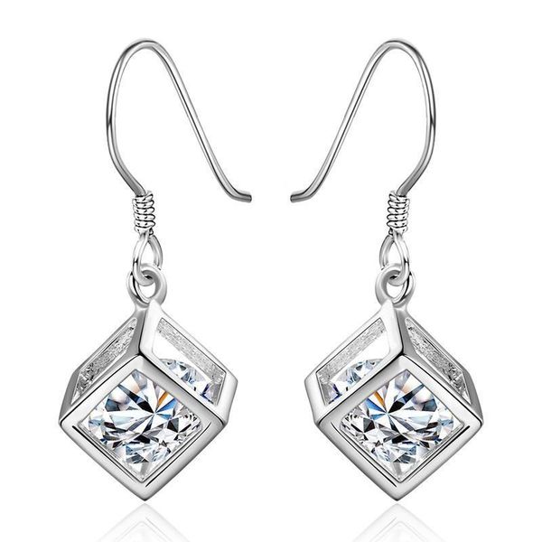 

wedding gift silver color earrings for women lady square elegant hining zircon crystal earrings jewelry e583 h sqcaud, Golden