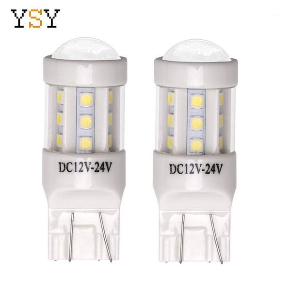 

emergency lights ysy 2pcs t20 w21w 7440 led bulb 18smd 3030 chip car back-up reverse turn signal drl light bulbs white amber1