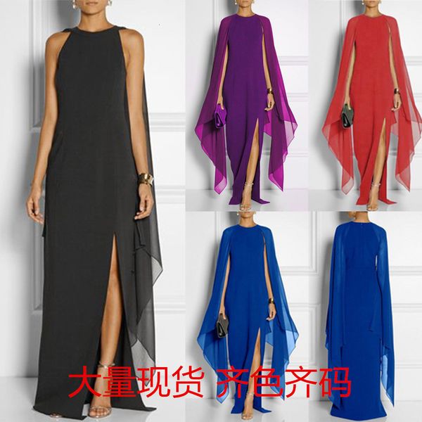

women's 2020 new atmosphere dress chiffon splicing dress long skirt, White