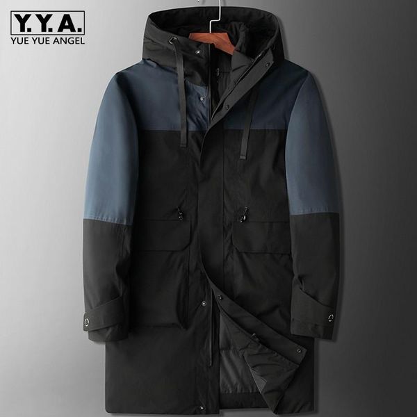 

men's down & parkas casual mens long thicken warm large size hooded padded coat loose mixed colors single breasted zippers winter fashi, Black