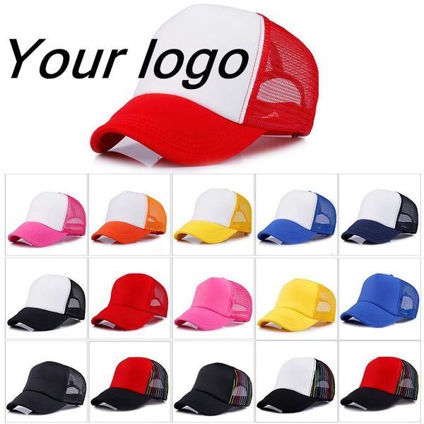 

20 шт diy пользовательские trucker cap free logo текст фотопечатью adult мужчины женщины mesh регулируемые snapback бесплатная доставка bbyh, Black;white
