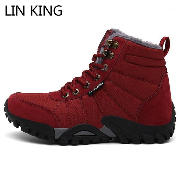 

lin king warm women boots big size winter cotton shoes lace up wedges snow boots anti skid platform short botas for lovers1, Black