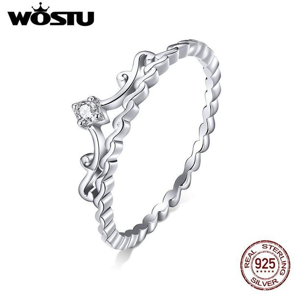 

wostu 2020 new arrival 925 sterling silver crown rings dazzling zircon wedding ring finger for women engagement jewelry dar099, Slivery;golden