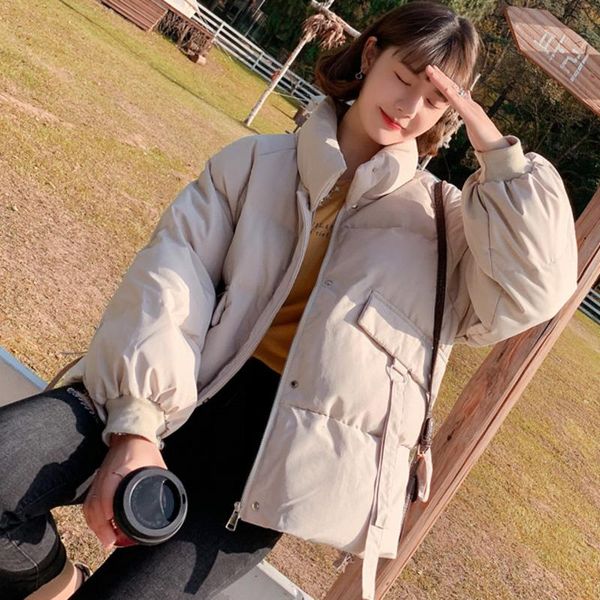 

ewq] 2020 autumn new bread down cotton women jacket winter thicken warm winter leisure ladies large size cotton-padded coat, Black