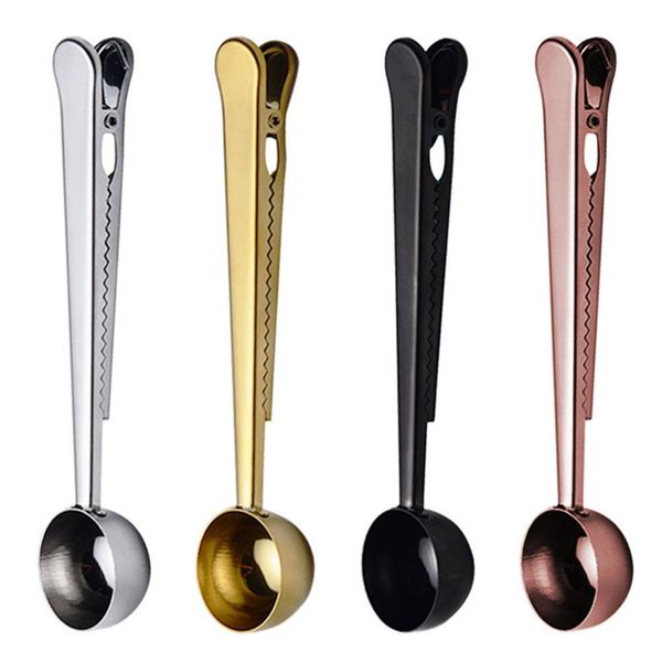 

tea coffee spoon scoop with clip kitchen supply powder measuring tools good sealing and keep fresh delicious q1221