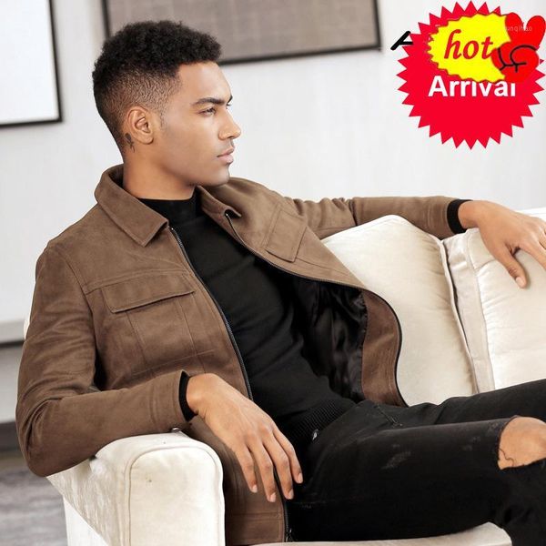 

fit fashion slim mens jackets faux leather brown autumn thin coats turn-down collar men outerwear, Black;brown