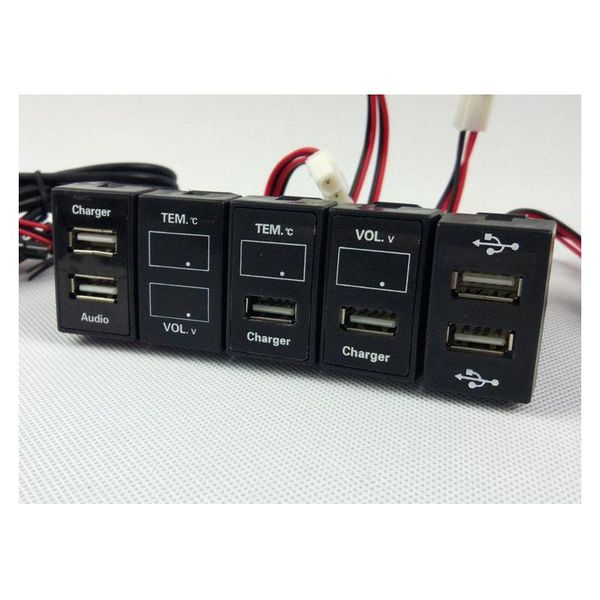 

usb charger car interface socket connector voltage display temperature audio charger vol.v tem for 6/2/3/5