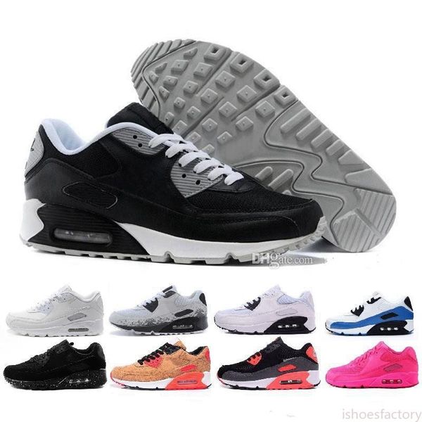 

2020 men sneakers shoes classic 90 men and woman shoes sports trainer air cushion surface breathable sports shoes 7-11 is, Black