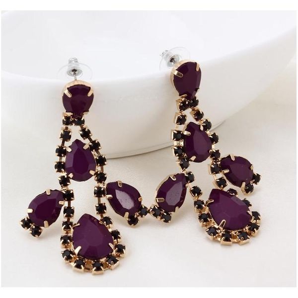 

new fashion austrian crystal gold color long tassels drop earrings sell for women party accessories girl gift #e028 wsms5, Silver
