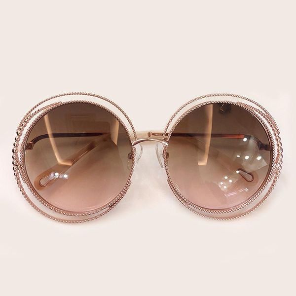 

new style round sunglasses women designer big metal frame sun glasses female shades 2020 fashion outdoor eyewear, White;black