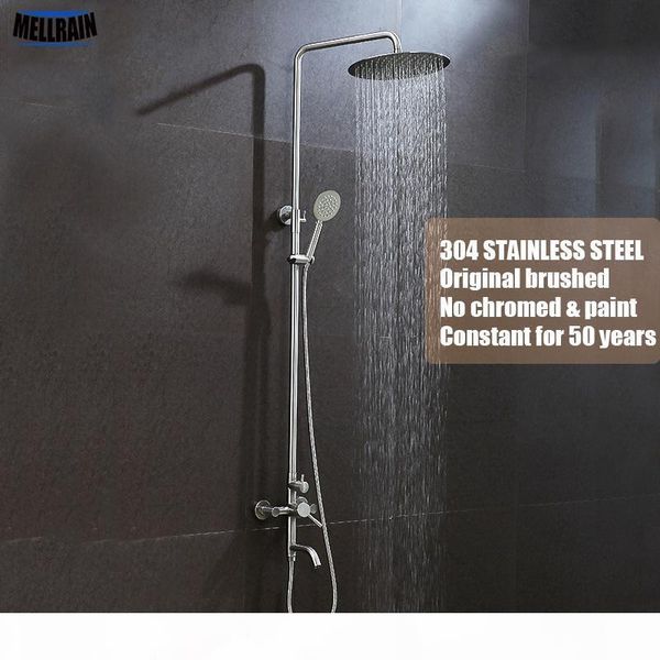 

ванная комната регулируемый настенный душ набор 304 из нержавеющей стали матовый ванны смеситель для душа 8 дюймов дождя ванна set system bb