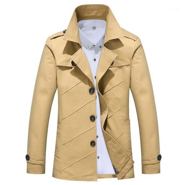

jacket long trench coat men's fashion pleated trench coat men's suit collar wash jacket high-quality slim1, Black;brown
