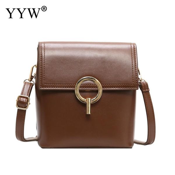 

brown pu leather crossbody bag for women 2020 pochette femme flap easy matching shoulder message bag handbag women yyw