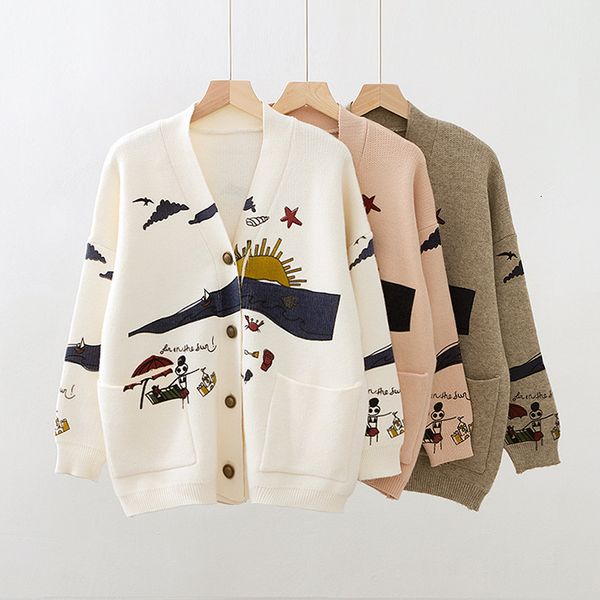 

chart cardigan white woman's knitted shirt autumn street clothes wear 2021 gsn9, White;black