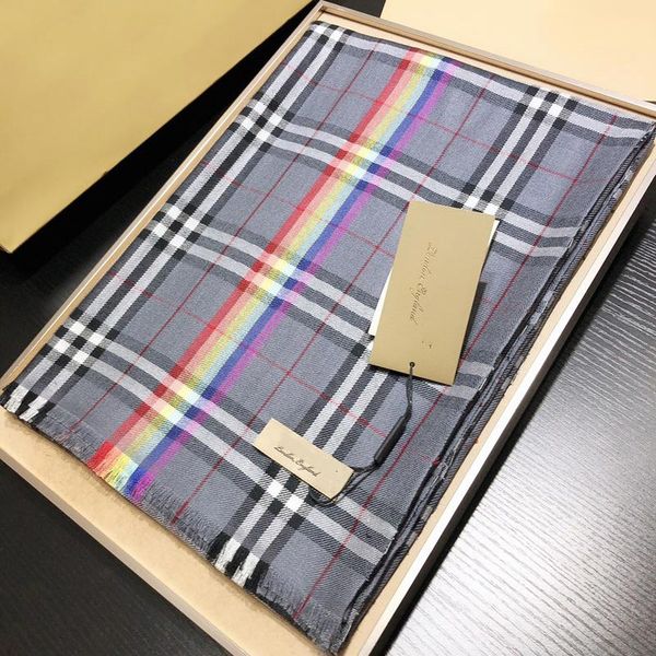 

famous brand knitted cashmere plaid scarfs for women classic london plaid designer scarf ladies lapel rainbow scarf handmade scarfs hijab, Blue;gray