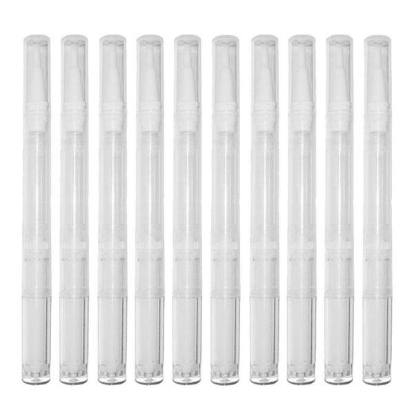 

10pcs transparent empty tubes rotary twist pens nail oil pen with brush tip cosmetic lip gloss container applicators eyelash gro