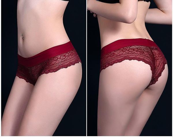 

lace panties women lingerie transpanrent sheer lace briefs boyshorts female 6 color  l xl women panties1, Black;pink