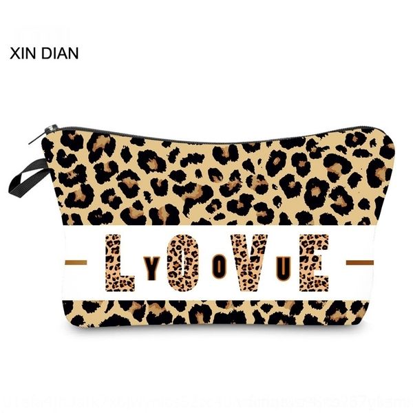 

my2dm printing leopard lkj5n love you cosmetic storage new cosmetic handbag women's multi-functional travel storage bag print