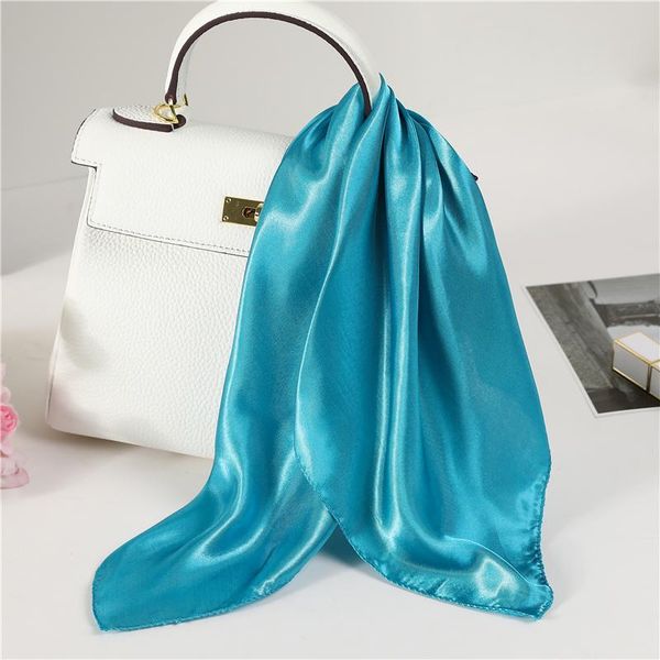 

новый шелковый квадратный шарф леди шеи шеи шарфы сплошной бандана мода женская шаль и обертывает головное вождение простой дизайн follard j, Blue;gray