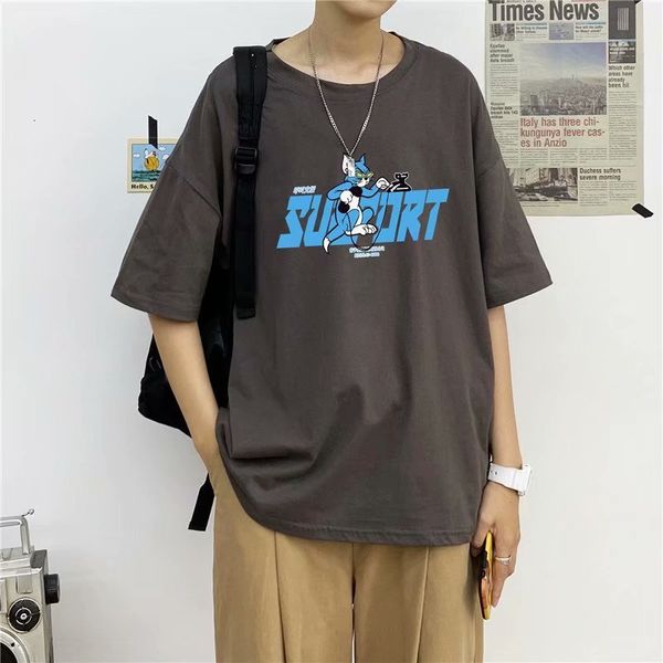 

trendy short sleeve t-shirt men's trend 2020 summer new round neck plus oversize student loose print t, White;black