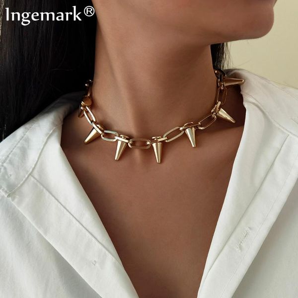 

pendant necklaces cuban aluminum chain necklace for women men vintage gold color tassel choker friends neck jewelry, Silver