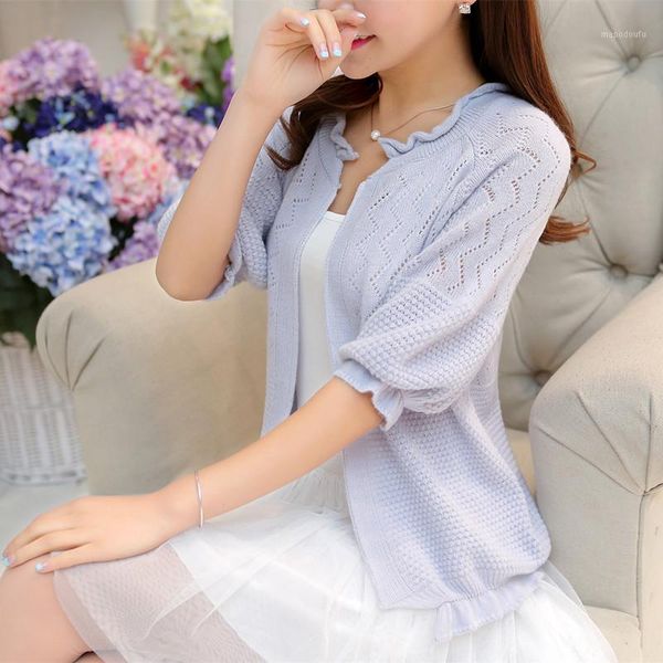 

cardigan women's sweater thin spring outfit with the 2019 korean version of loose spring and autumn hollow shawl jacket1, White