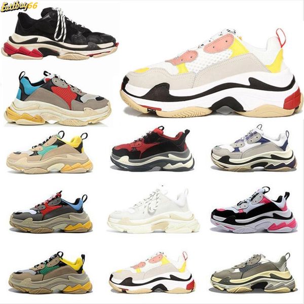 

новые дешевый париж кристалл bottom тройной s повседневной обуви папа обувь платформа тройных кроссовки для мужчин женщины vintage kanye ста, Black