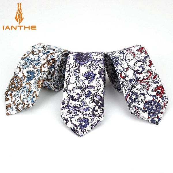 

6cm brand new men's fashion paisley printed vintage slim neck tie for man classic narrow skinny cotton ties cravatas gravatas, Blue;purple