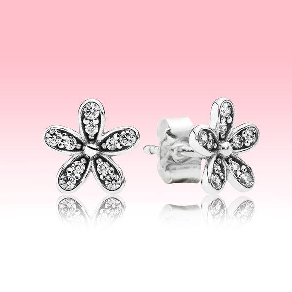 

925 Sterling Silver Earring Women Summer Jewelry CZ diamond Earrings Original box for Pandora Dazzling Daisies EARRING set