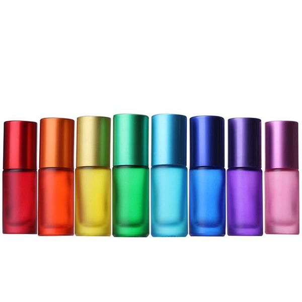 

8pcs 5ml essential oil roller glass bottle massage ball bearing container travel refillable rollerball perfum bbyeou