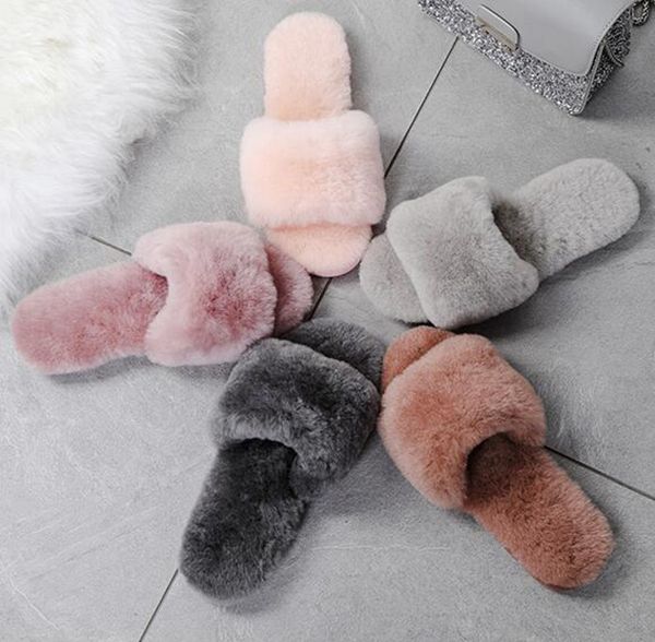 

women sandals fluff chaussures grey grown pink womens soft slides slipper keep warm slippers shoes size 36-40 09, Black