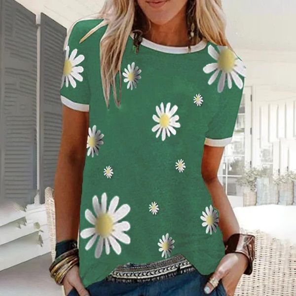 

cysincos 5xl women blouses print o neck blouse shirt summer 2020 short sleeve loose cotton linen shirts feminino, White