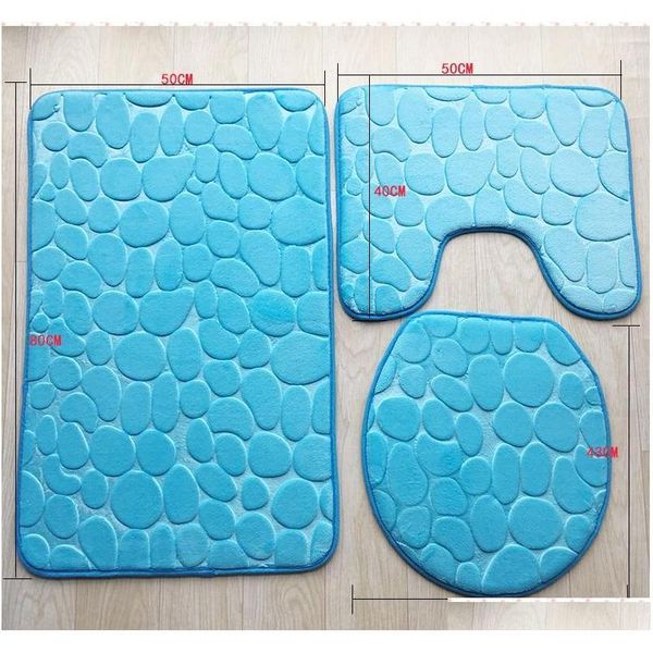 

3 pcs/set flannel solid embossed bathroom carpet toilet seat cover mat buth rug set bathroom floor mat rug bath qylglj sweet07
