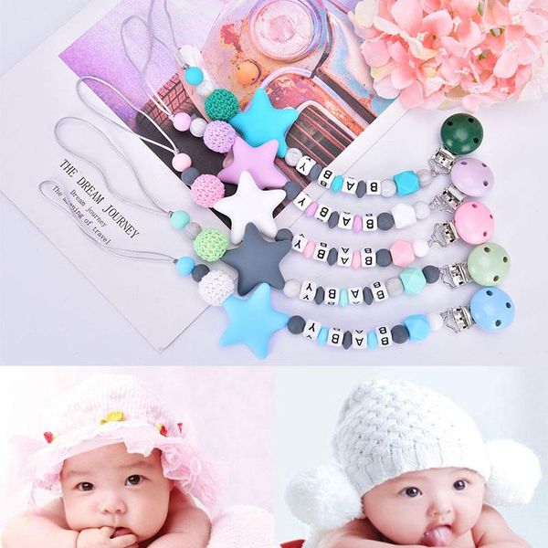 

pacifier 1pc handmade pacifier clips holder chain silicone five star baby teether teething chain