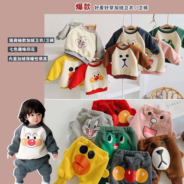 

sle autumn girls' baby's new wtern and winter plush thickened warm bottomed cartoon sweater jl1y, Black