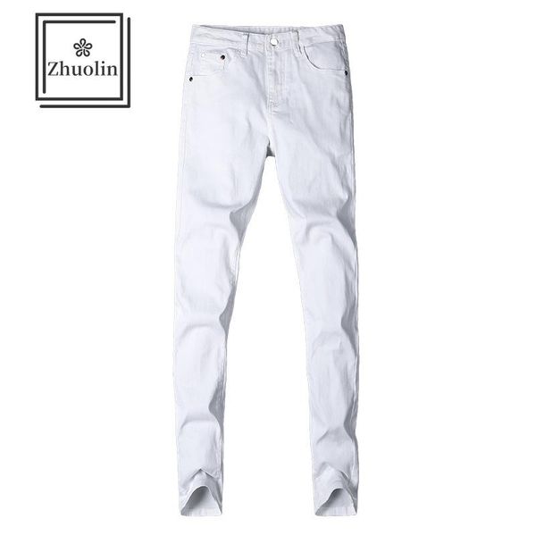 

men's jeans zhuolin foreign trade european and american solid color self-cultivation youth trend stretch feet black casual, Blue