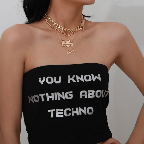 

hip multi pendant necklace for women necklace pendants jewelry women initial letter necklace, Silver