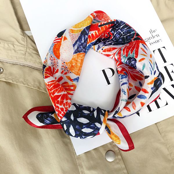 

hangzhou women's autumn and winter korean version of versatile seven color real silk scarf small square, Blue;gray