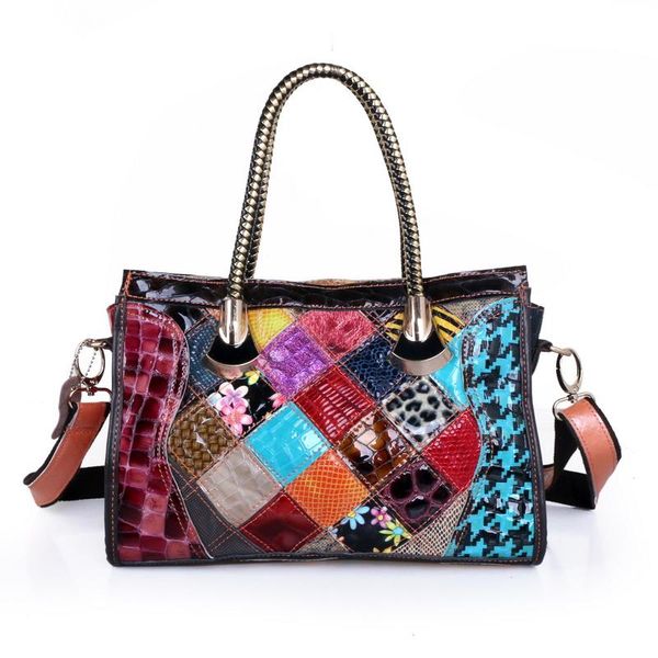 

100% women's single shoulder bag snake leather cross body handbag splicing contrast paint leather small postman bag women