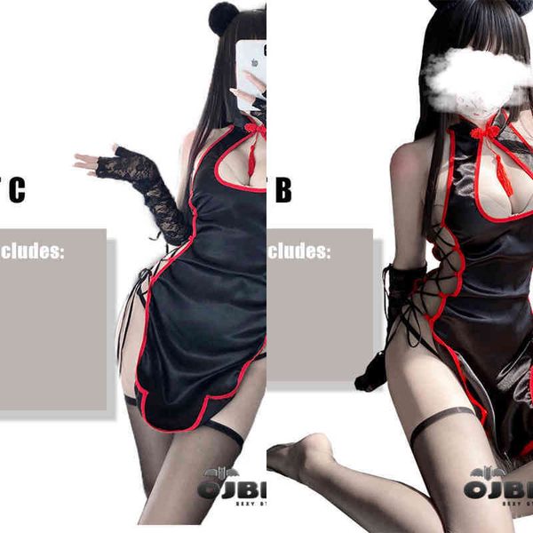 

nxy lingerie cosplay play costumes charming side open design porno outfit japanese anime for women cheongsam dr stone 0729 1220, Red;black