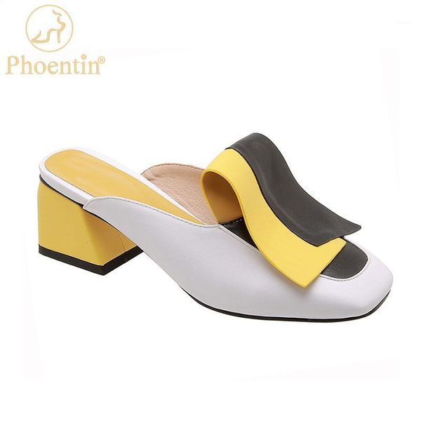 

slippers phoentin elegant white for woman 5cm middle heel shoes ladies colorful outdoor slipper 2021 summer ft10721, Black