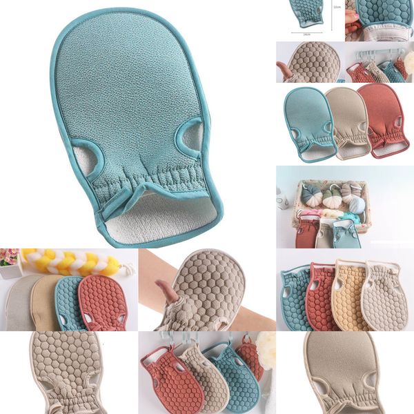 

fingerless double-sided strong towel mud decontamination magic bath artifact solid color honeycomb bathing gloves 2 nukn3