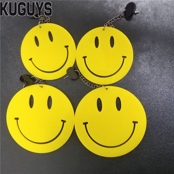 

new to stylish yellow smiley tassel drop earrings for women's atylish acrylic round cute party fashion jewelry gift accessories, Silver