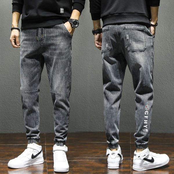 

осенью капри джинсы мужские развесных случайные мужские привязь модный корсет узкие джинсы случайные jeanspants шаровары lcrk2, Blue