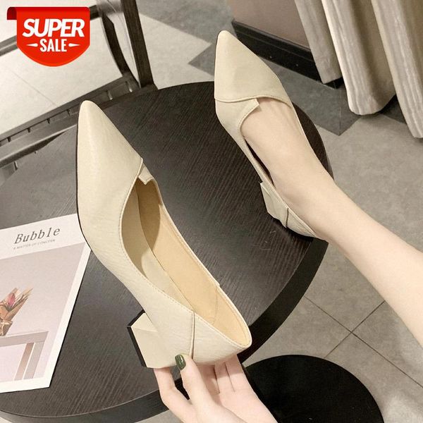 

2019 new thick high heels shoes women pumps pointed toe work shoes slip on high heels spring footwear zapatillas mujer #cn0i, Black
