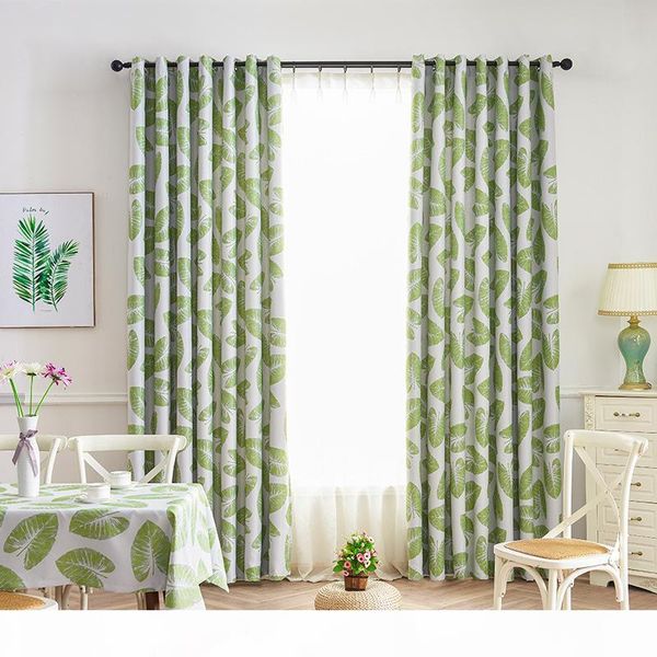 

direct selling fresh banana leaves zhi yin hua printing shielding finished curtains for living dining room bedroom