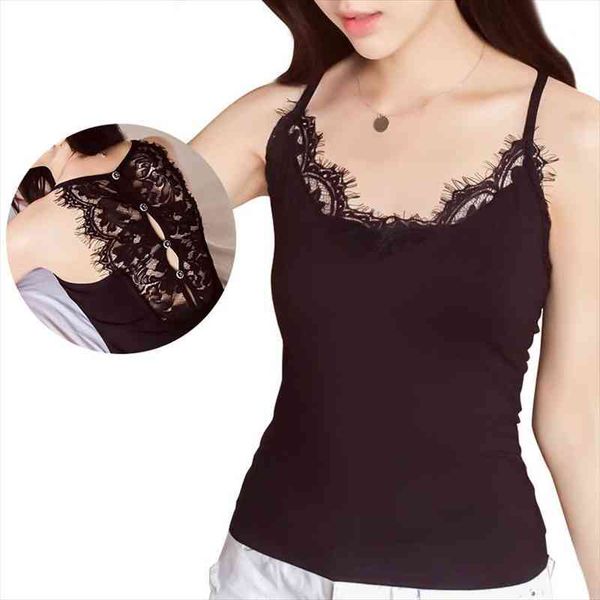 

women summer v-neck strap tank lace back hollow-out vest sleeveless jl, White