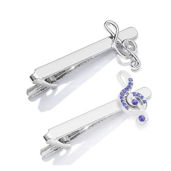 

creative music symbol tie clips men's business formal wear alloy rhinestone tie clasps fashion silver plated jewelry accessories mrpsw