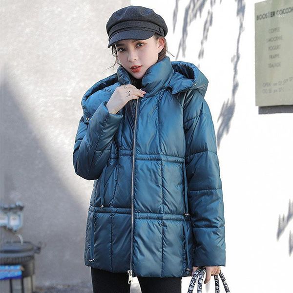 

2020 new hooded loose lady snow jacket women winter parka stand collar windproof bright color thick warm paddad cotton coat my581, Black